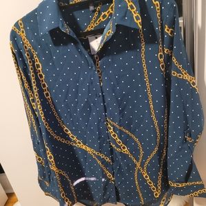 Madison Women's Blouse Green And Gold Size M